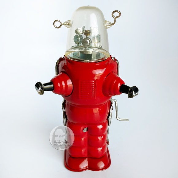 Tin Tom Toys Robot Space Trooper Wind Up Red Sci Fi in Box Remake HTF - Picture 3 of 12